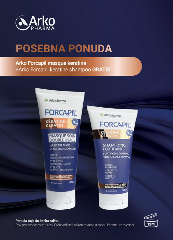Arko Forcapil masque keratine 200ml rok 3/26  + GRATIS Arko Forcapil keratine shampoo 200ml rok 3/26